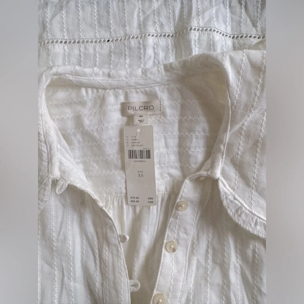 NWT Size XS (P2P 20.5")  - The Keira Collared Button-Front Blouse (100% Cotton) - Picture 16 of 16